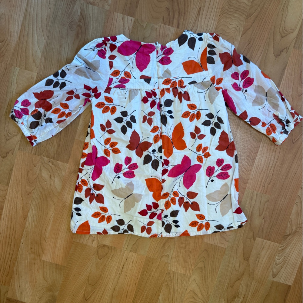 Gap Kids GAP White Leaf and Butterfly Cotton Tunic top Medium